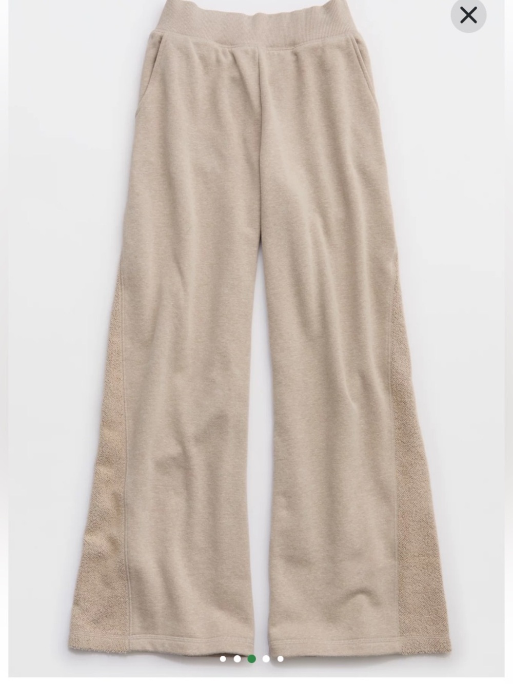 Aerie Apres Chill High-Rise Wide-Leg Lounge Trousers in Taupe/Cream Size L Short - Picture 6 of 14